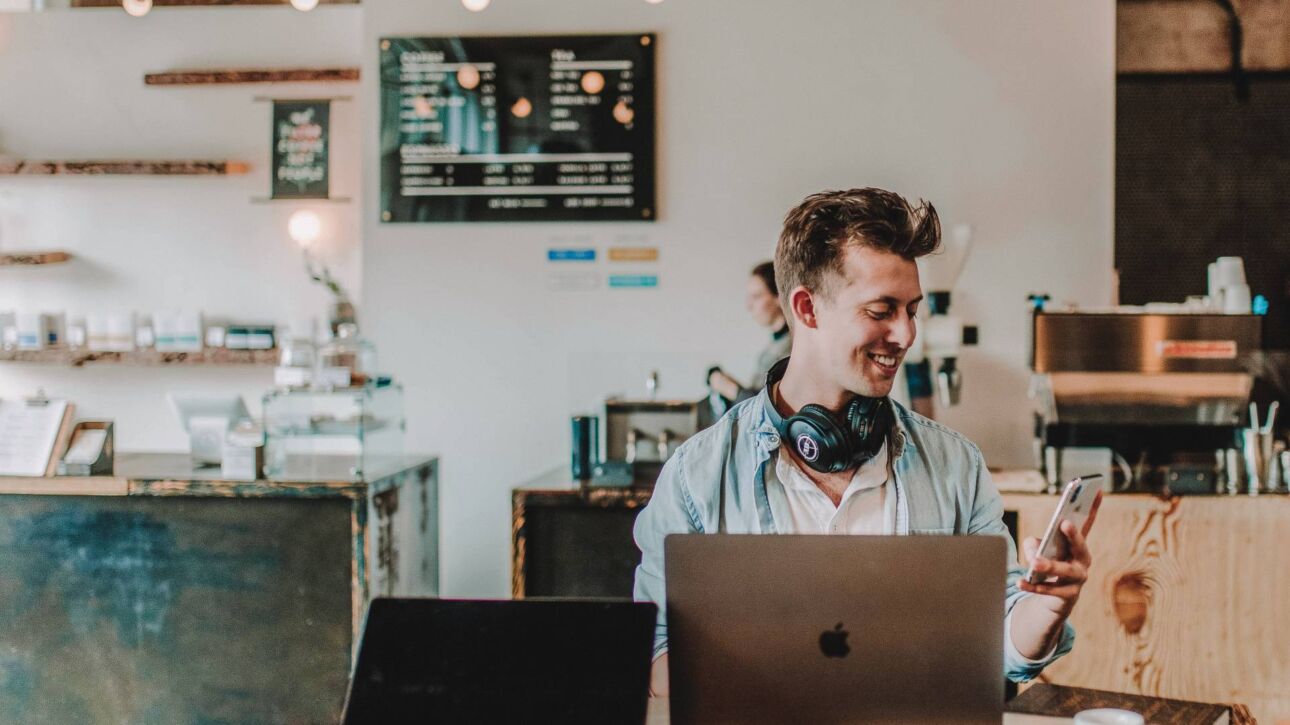 Marketer researching different digital marketing tactics