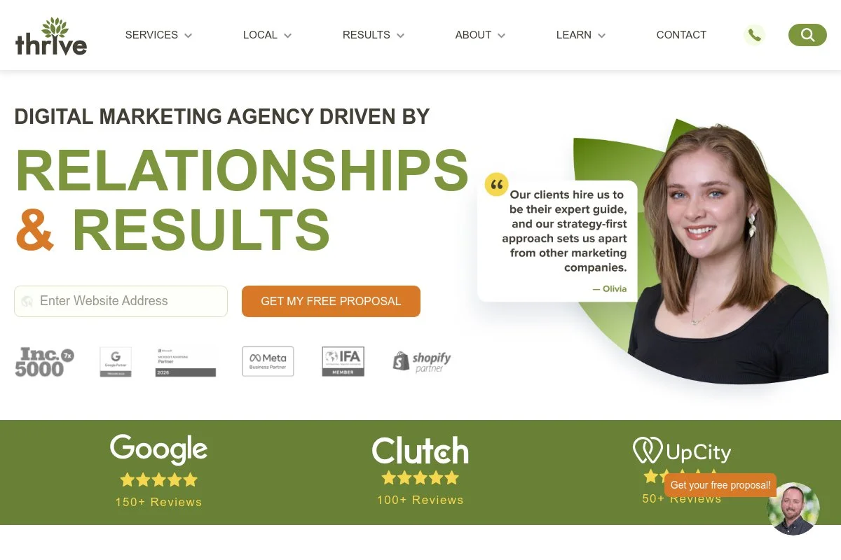 Screenshot of Thrive Internet Marketing Agency homepage