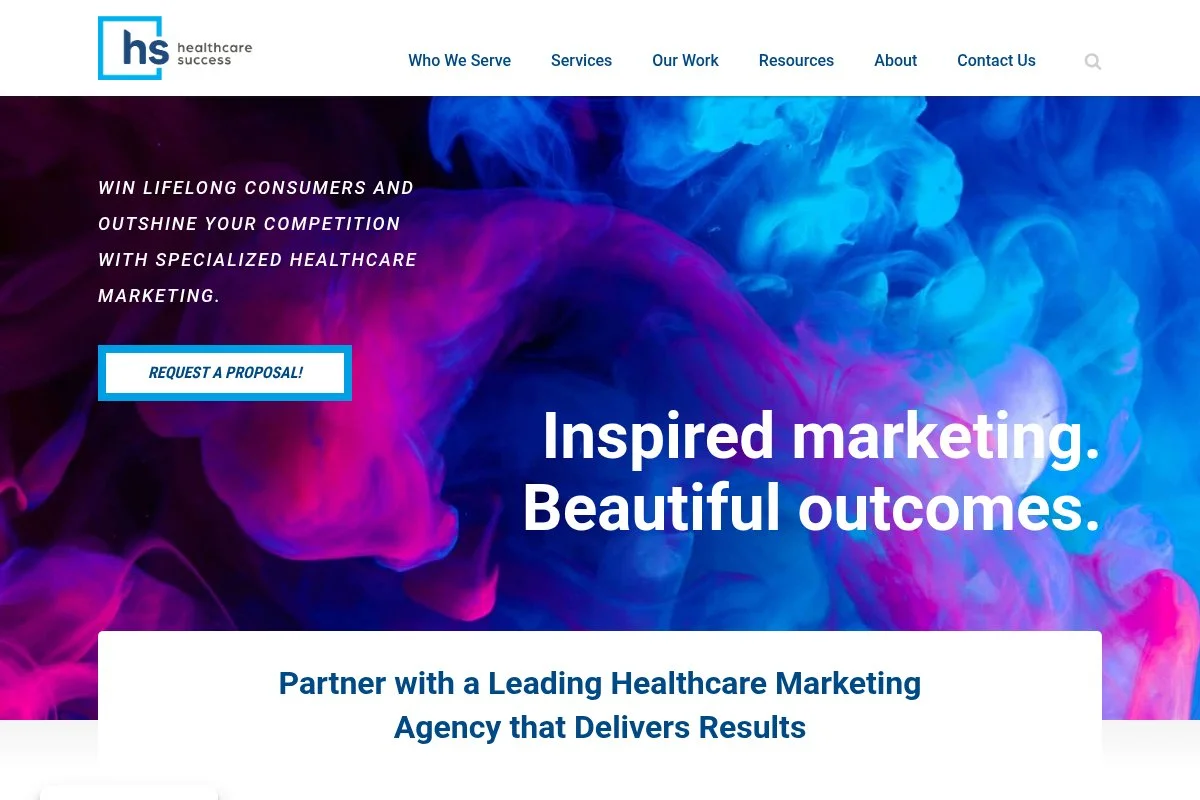 Screenshot of Healthcare Success homepage