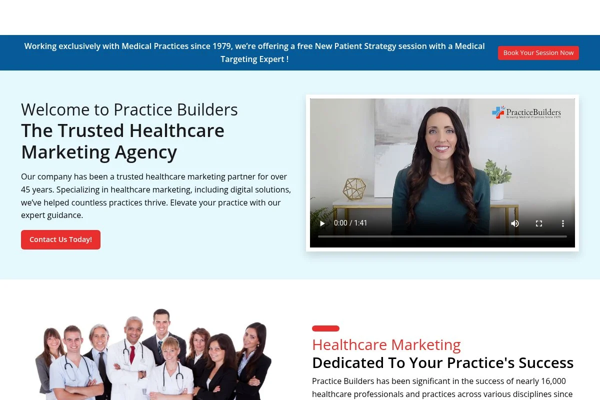Screenshot of Practice Builders homepage