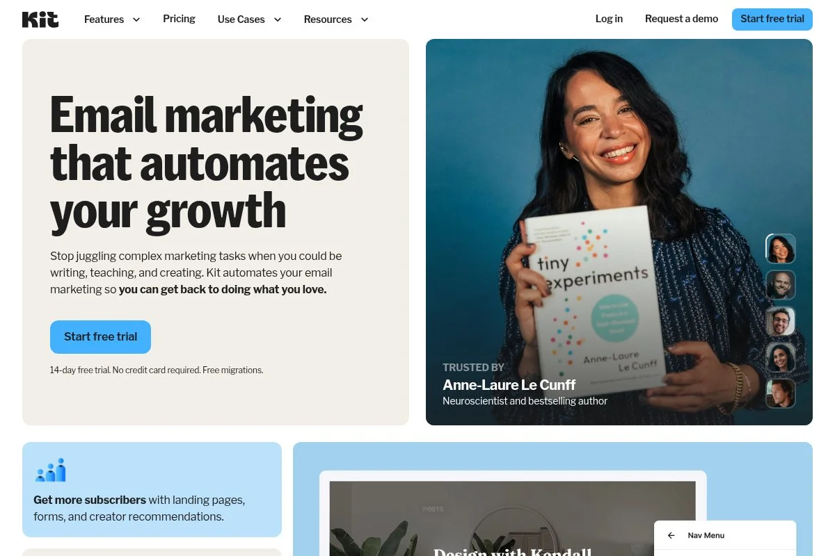 Screenshot of ConvertKit homepage