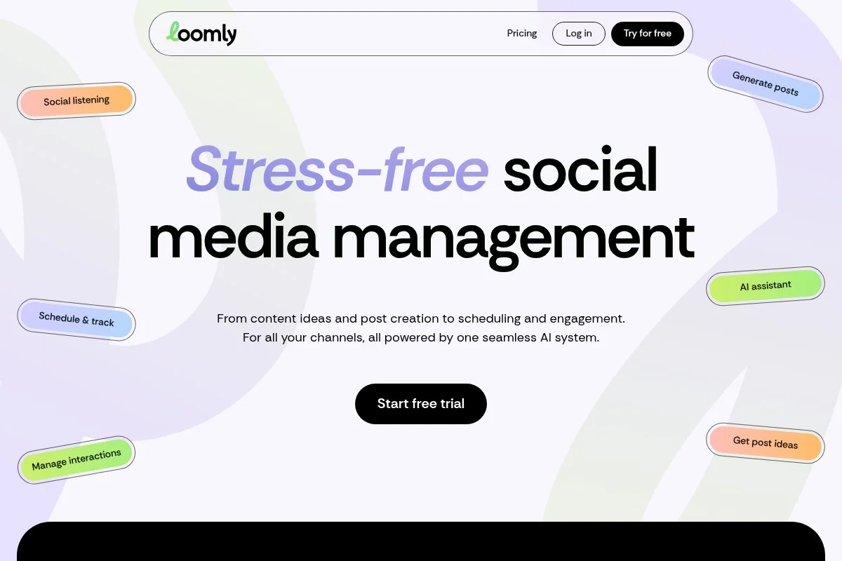 Screenshot of Loomly homepage