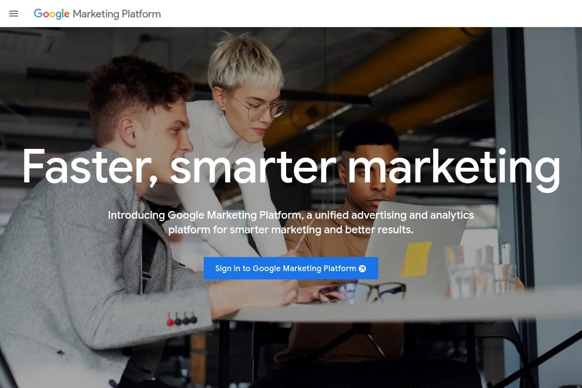 Screenshot of Google Analytics 4 homepage