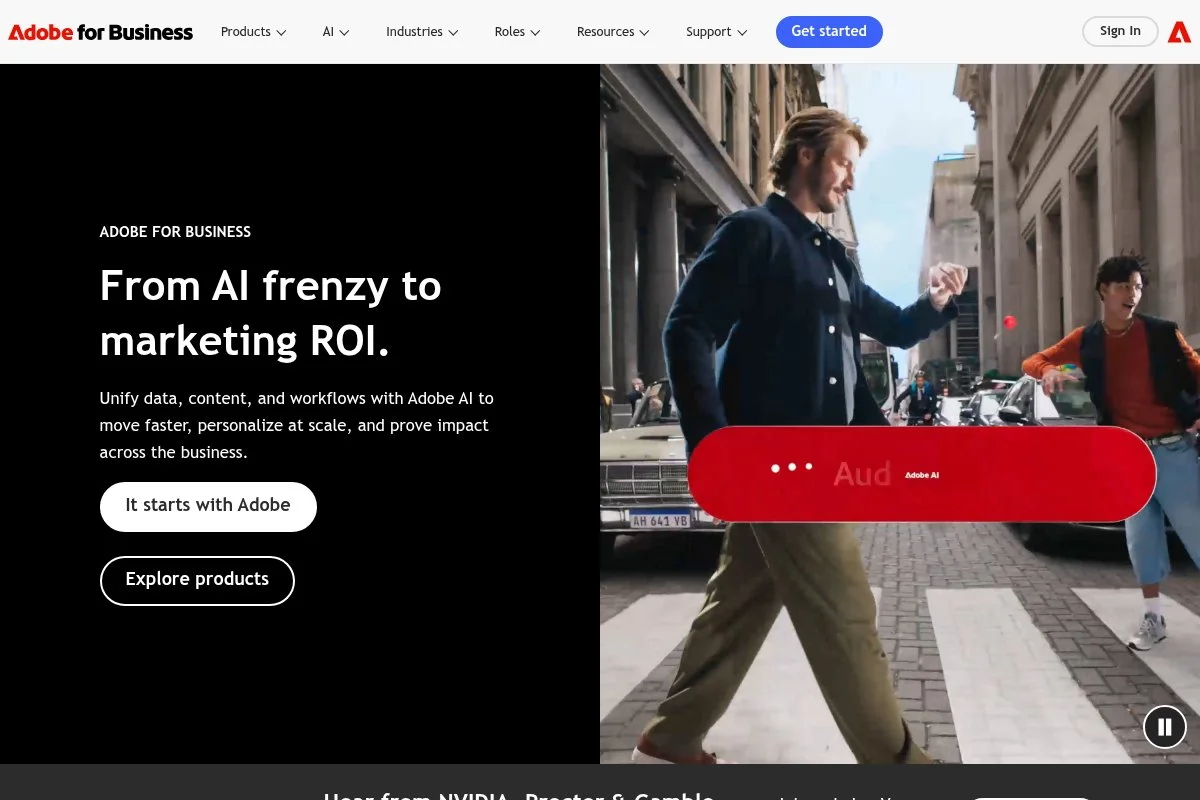 Screenshot of Adobe Analytics homepage