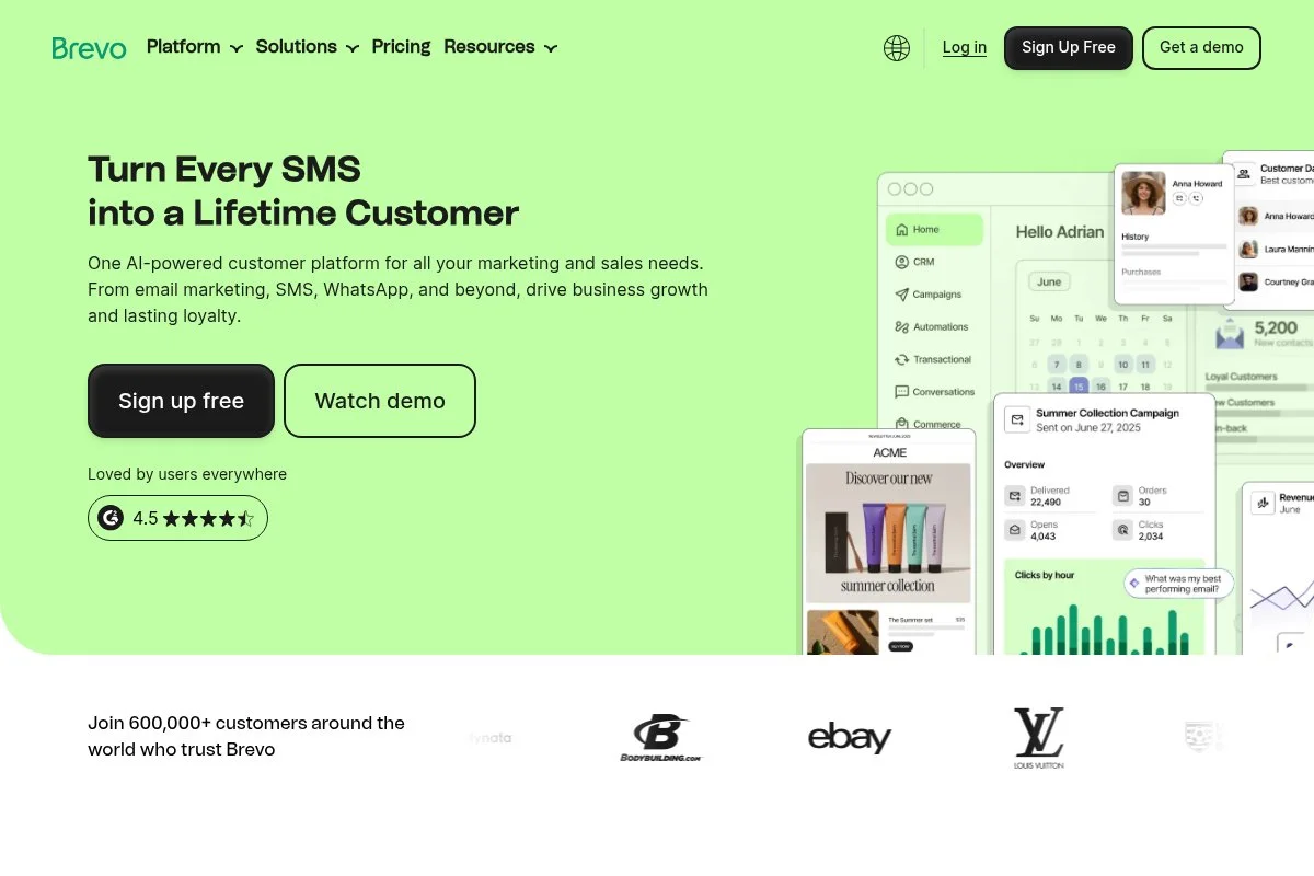 Screenshot of Brevo homepage