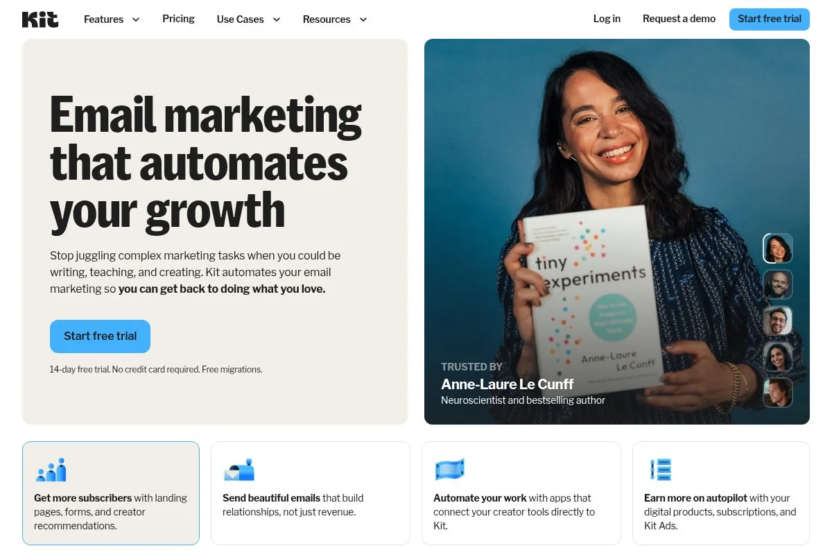 Screenshot of ConvertKit homepage