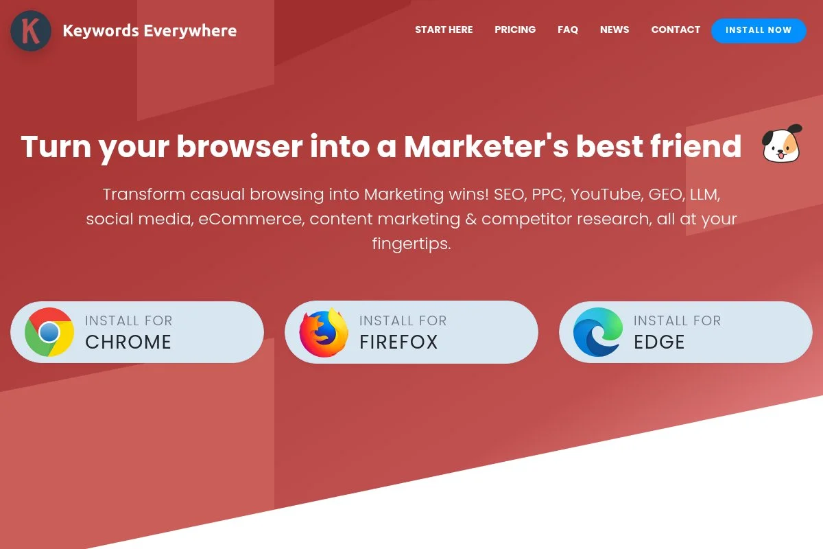 Screenshot of Keywords Everywhere homepage