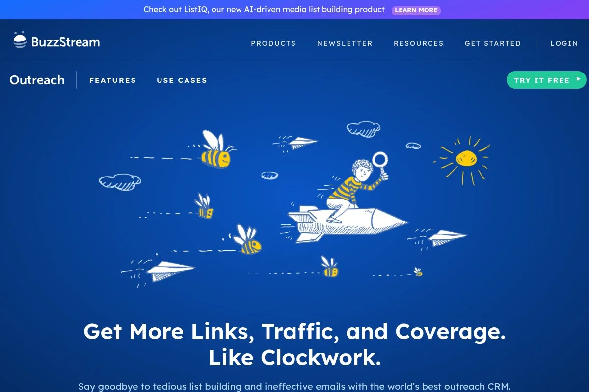 Screenshot of BuzzStream homepage