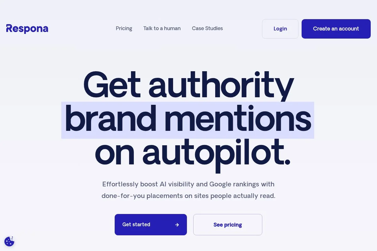 Screenshot of Respona homepage