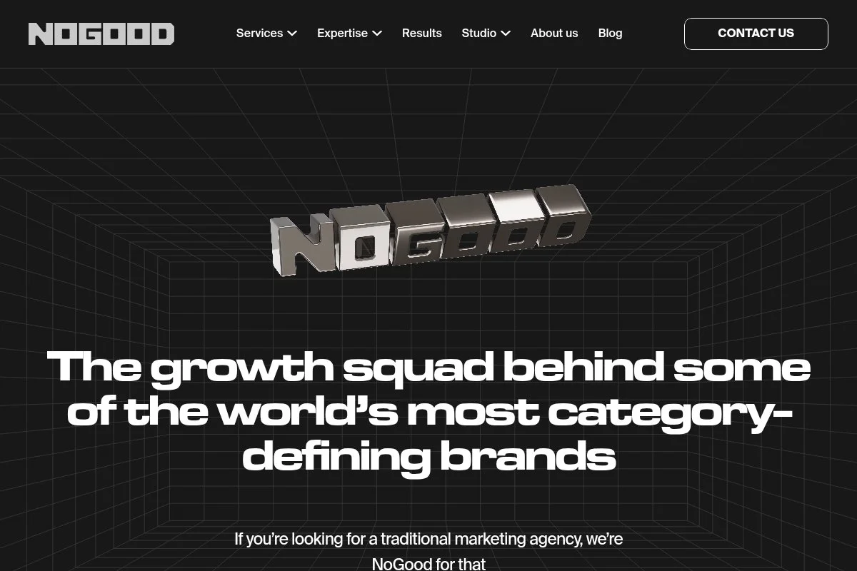 Screenshot of NoGood homepage