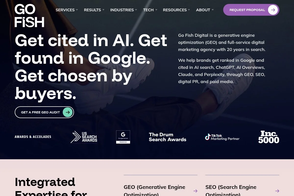 Screenshot of Go Fish Digital homepage