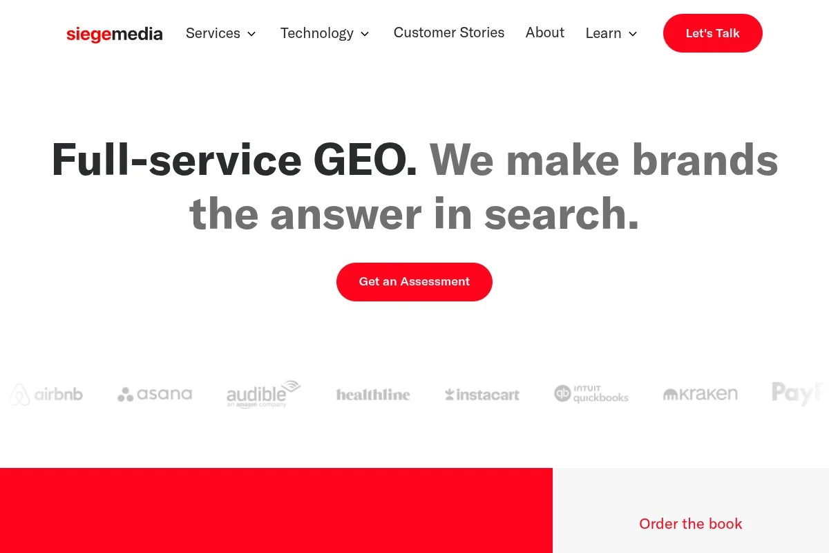 Screenshot of Siege Media homepage